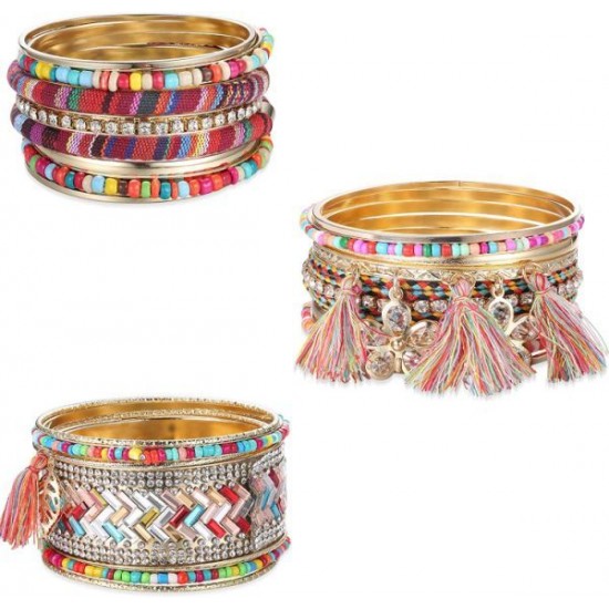 Bangle Stackable Bracelet Set For Women Layering Statement Bead Wrap Bangle Bohemian Indian Colorful Bracelet Fashion